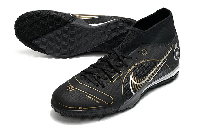 Nike Chaussures de football turf blanc bleu collet à la cheville lacets asymétriques 17