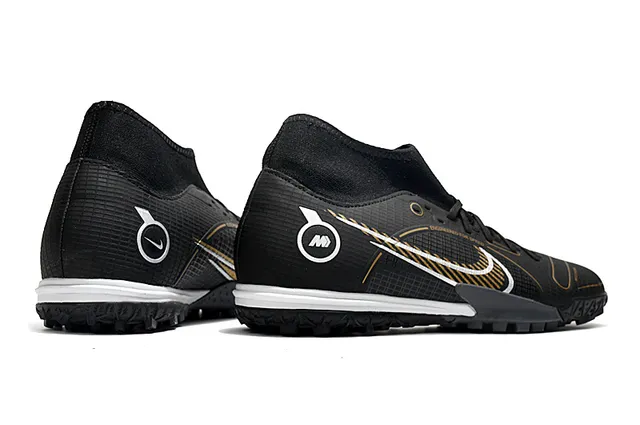 Nike Chaussures de football turf blanc bleu collet à la cheville lacets asymétriques 18