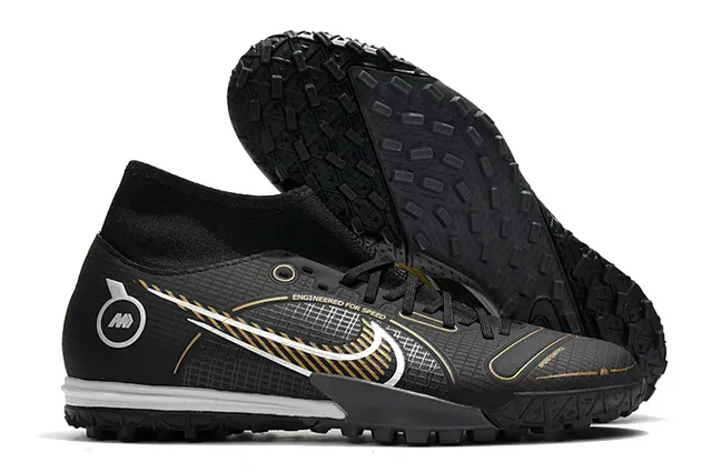 Nike Chaussures de football turf blanc bleu collet à la cheville lacets asymétriques 19