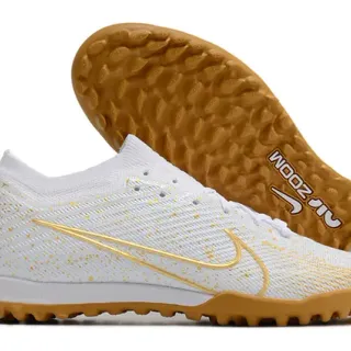 Nike White Gold Knit Upper Speckled Turf Soccer Shoes
