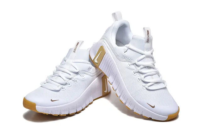 Nike White Gold Ribbed Sculpted Midsole Knit Mesh Upper Lifestyle Sneakers 2