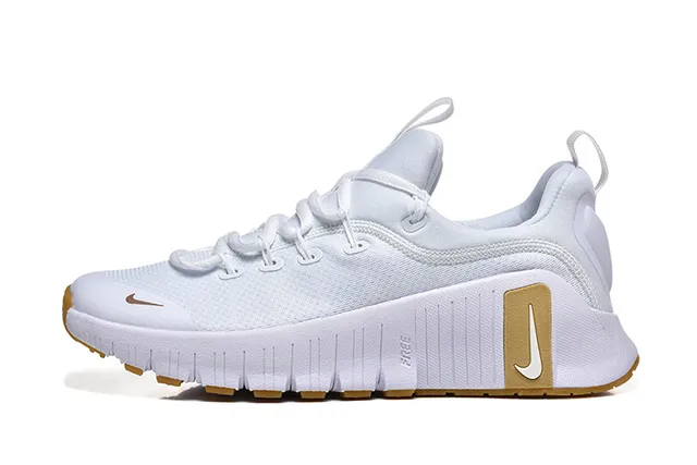 Nike White Gold Ribbed Sculpted Midsole Knit Mesh Upper Lifestyle Sneakers 5