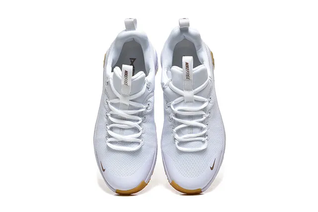 Nike White Gold Ribbed Sculpted Midsole Knit Mesh Upper Lifestyle Sneakers 6