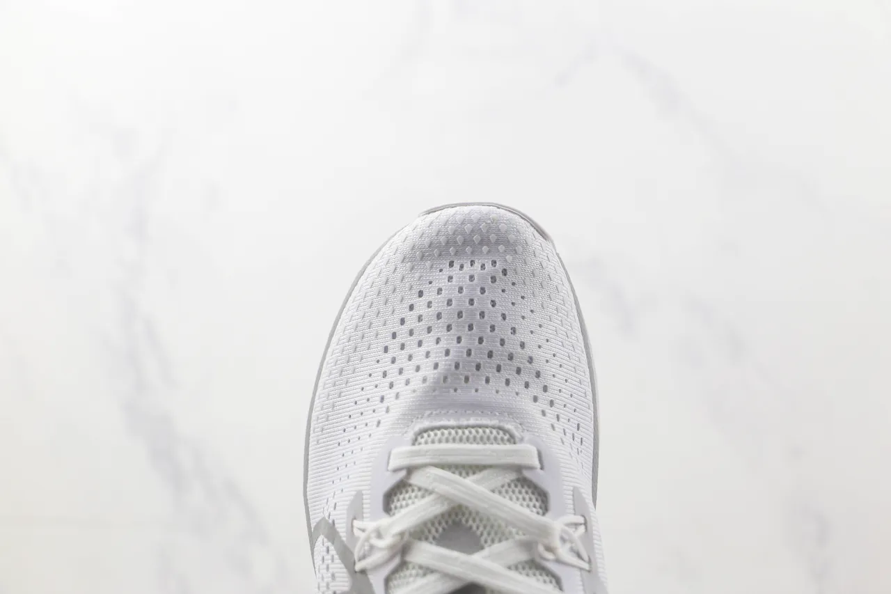Nike White Gray Breathable Perforated Mesh Upper Light Synthetic Overlays Running Shoes 6