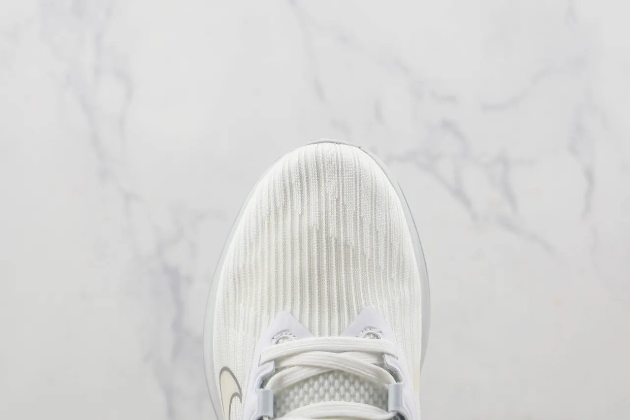 Nike White Gray Engineered Mesh Upper Ribbed Texture Running Shoes 6