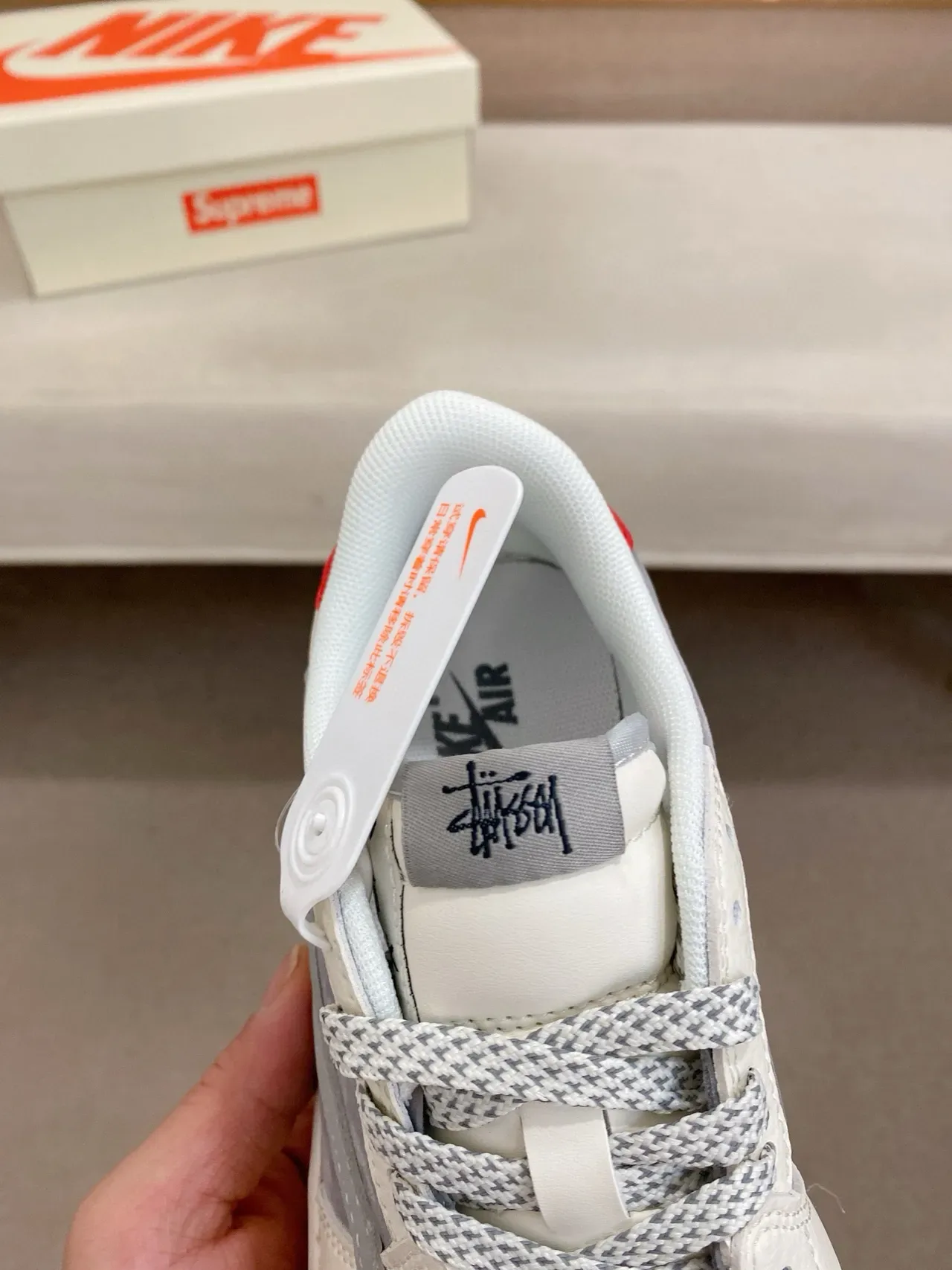 Nike White Gray Low-Top Layered Leather And Suede Lifestyle Sneakers 6