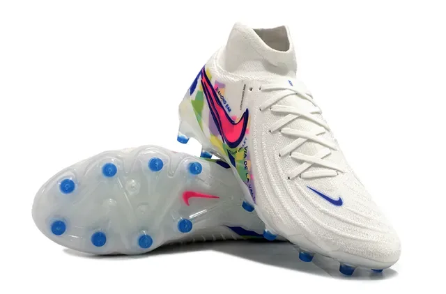 Nike أبيض متعدد الألوان عالي القطع ملائم للجوارب أعلى نسيجي أرضية ثابتة أحذية كرة القدم 4