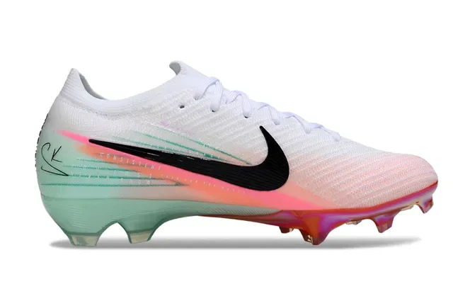 Nike White Multicolor Knit Upper Iridescent Gradient Firm-Ground Soccer Shoes 5