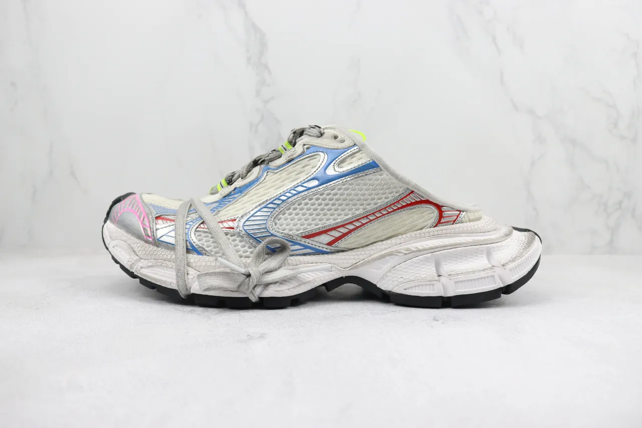 Nike White Multicolor Layered Synthetic Cage Multi-Color Accent Panels Chunky Sneakers 1