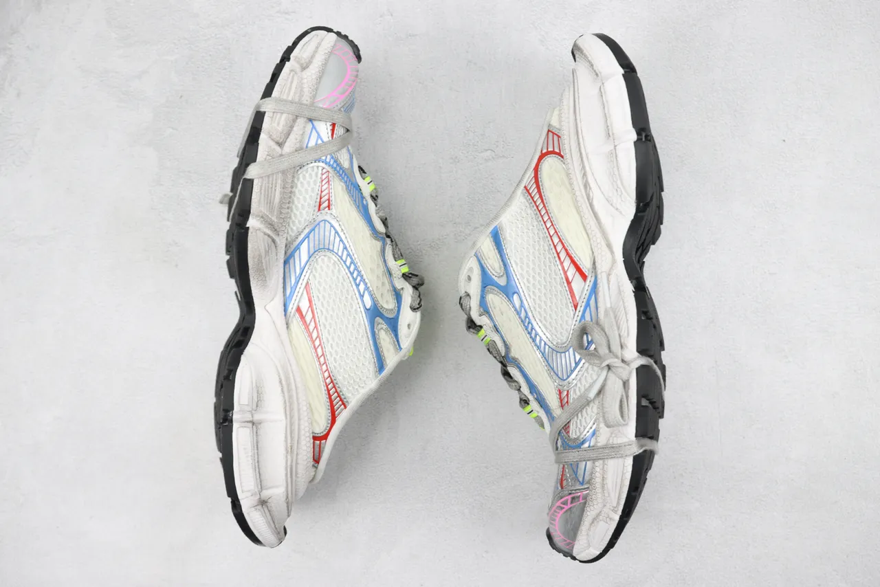 Nike White Multicolor Layered Synthetic Cage Multi-Color Accent Panels Chunky Sneakers 2