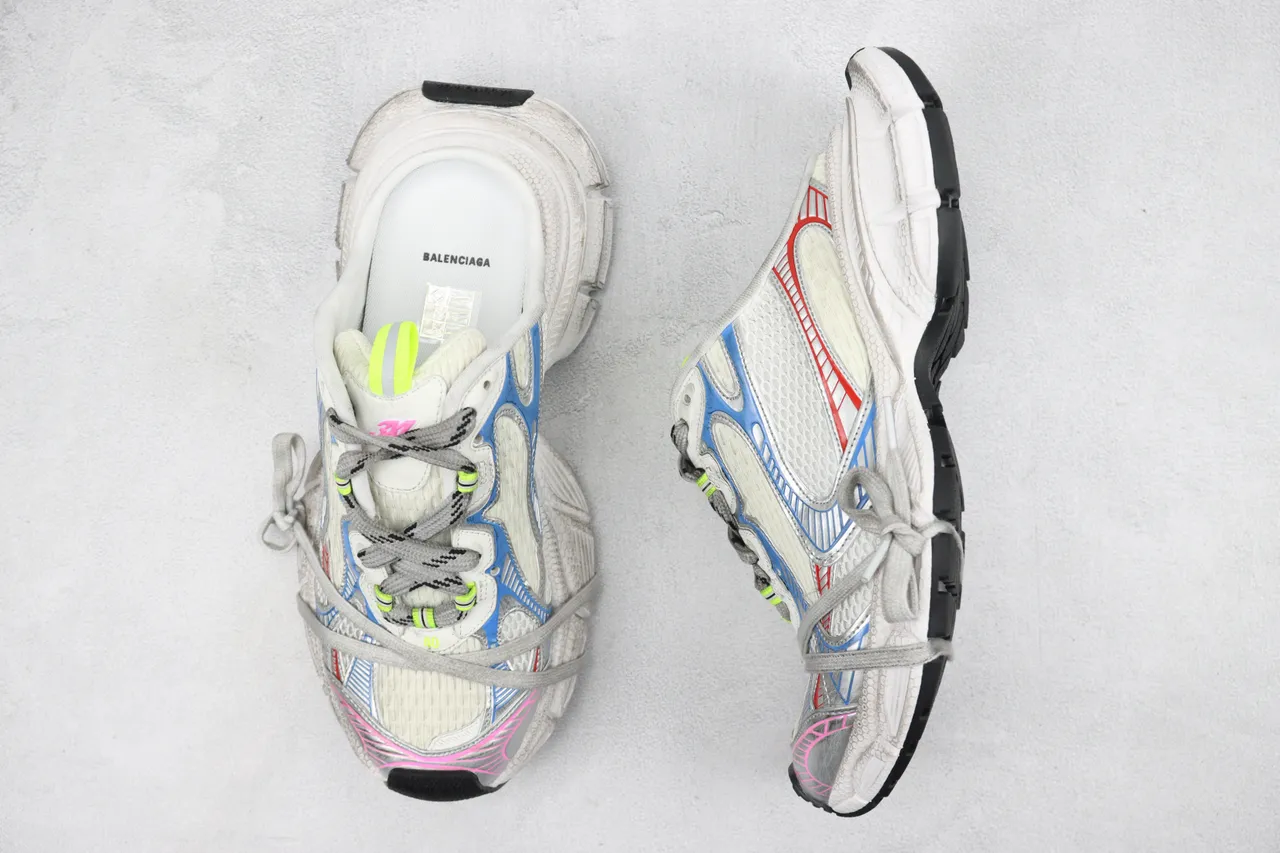 Nike White Multicolor Layered Synthetic Cage Multi-Color Accent Panels Chunky Sneakers 3