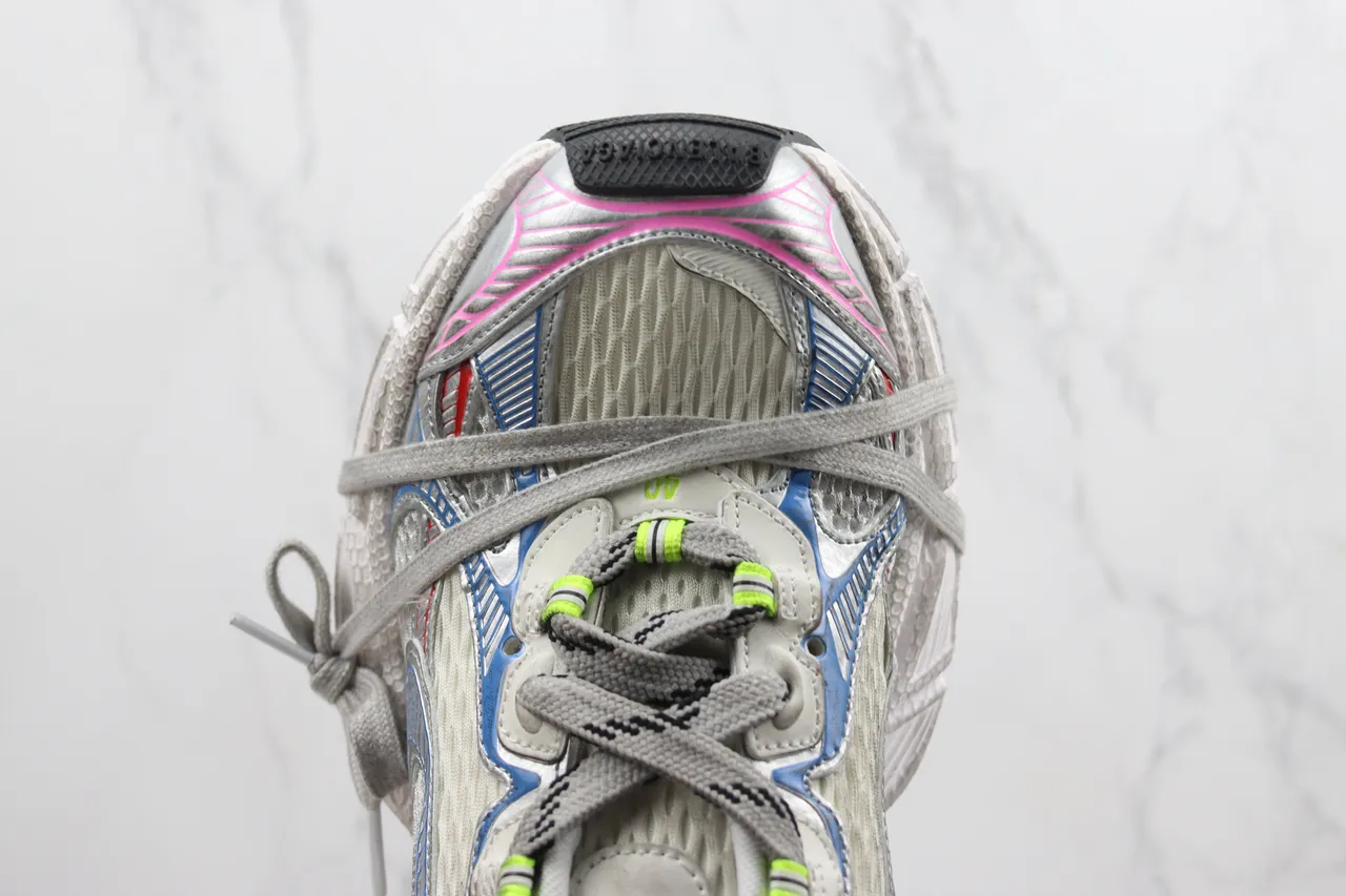 Nike White Multicolor Layered Synthetic Cage Multi-Color Accent Panels Chunky Sneakers 6