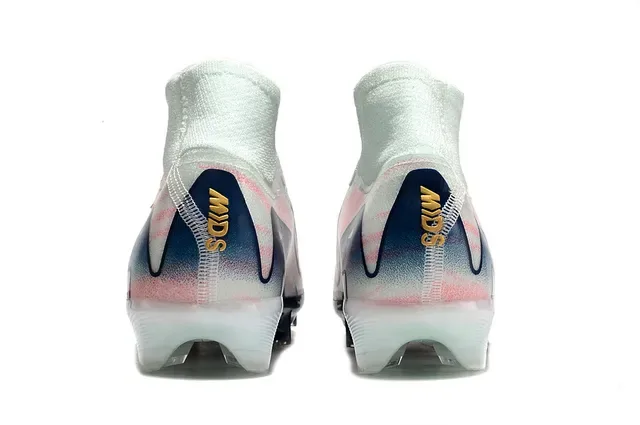 Nike Sapatos de futebol branco e navy high-cut com gola de meias gráfico gradient overlay para terreno firme 4