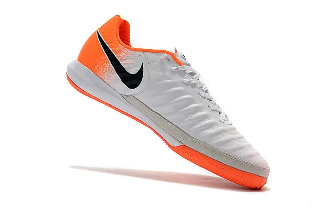 Nike Chaussure Blanc Orange Low-Top Cuir Synthétique Supérieur Chaussures Football Indoor 13