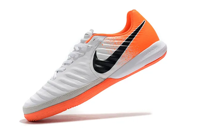 Nike Chaussure Blanc Orange Low-Top Cuir Synthétique Supérieur Chaussures Football Indoor 14