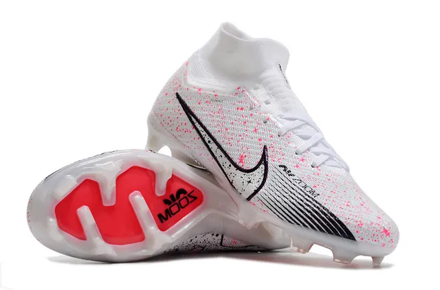 Nike White Pink High-Cut Flyknit Collar Speckle Print Firm-Ground Soccer Shoes 2