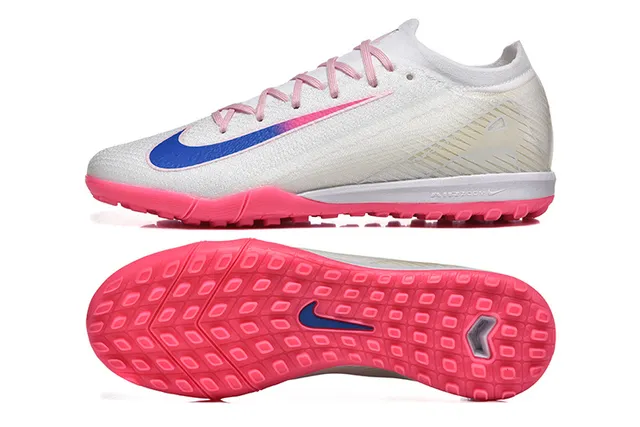 Nike White Pink Knit Upper Low-Cut Silhouette Turf Soccer Shoes 9
