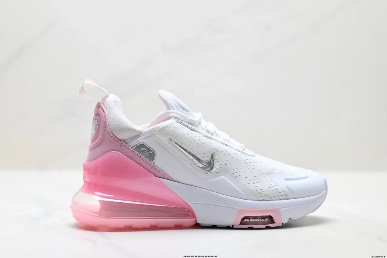 Nike White Pink Perforated Mesh Upper Dual-Chamber Visible Air Cushioning Lifestyle Sneakers 9