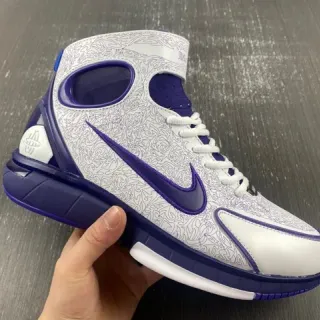 Nike White Purple High-Top Patterned Upper Basketball Shoes