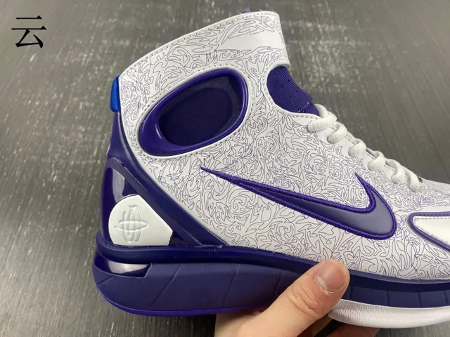 Nike White Purple High-Top Patterned Upper Basketball Shoes 5