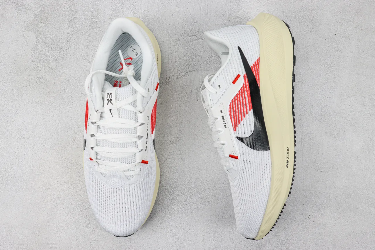 Nike White Red Engineered Mesh Upper Layered Overlays Running Shoes 3