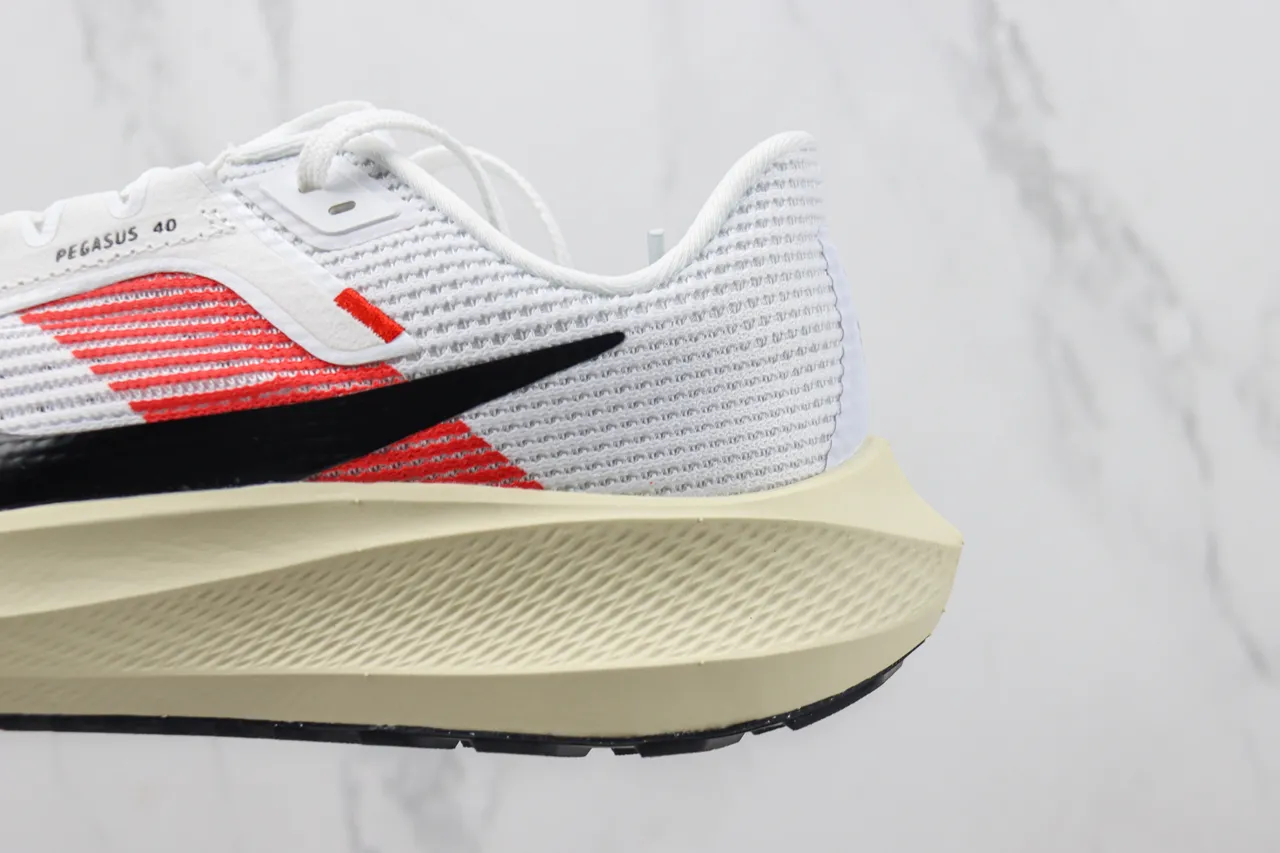 Nike White Red Engineered Mesh Upper Layered Overlays Running Shoes 7