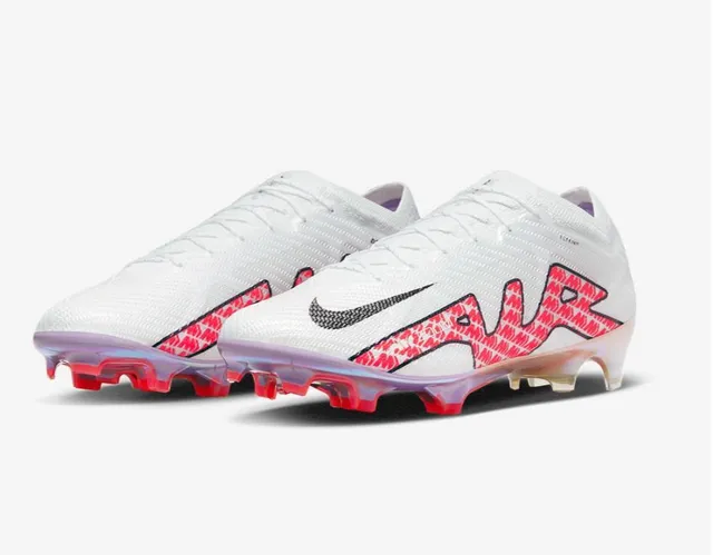 Nike White Red Knit Upper Iridescent Sole Artificial-Grass Soccer Shoes 2