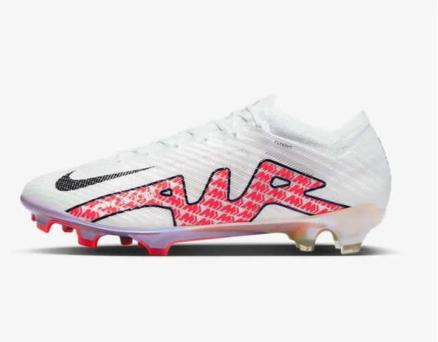 Nike White Red Knit Upper Iridescent Sole Artificial-Grass Soccer Shoes 6