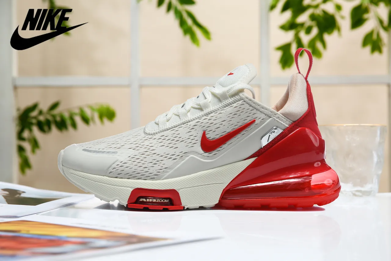 Nike White Red Perforated Mesh Upper Dual Visible Air Units Lifestyle Sneakers 2