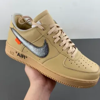 耐克 x Off-White Air Force 1 米色金属银生活方式运动鞋