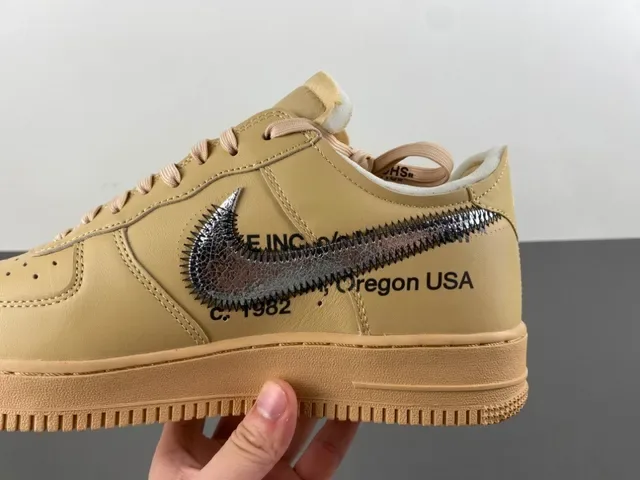 Nike x Off-White Air Force 1 Beige Metallic Silver Lifestyle Sneakers 4