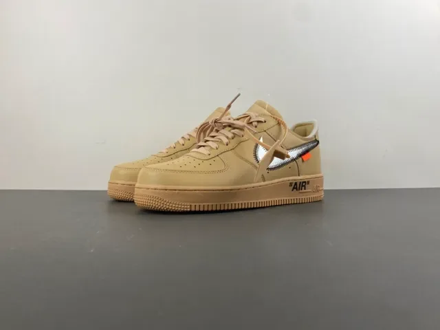 Nike x Off-White Air Force 1 Beige Metallic Silver Lifestyle Sneakers 11