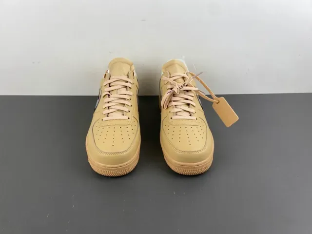 Nike x Off-White Air Force 1 Beige Metallic Silver Lifestyle Sneakers 12
