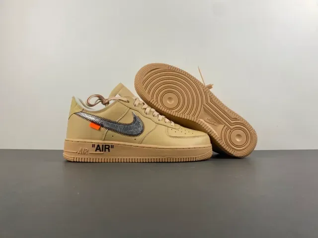 Nike x Off-White Air Force 1 Beige Metallic Silver Lifestyle Sneakers 13