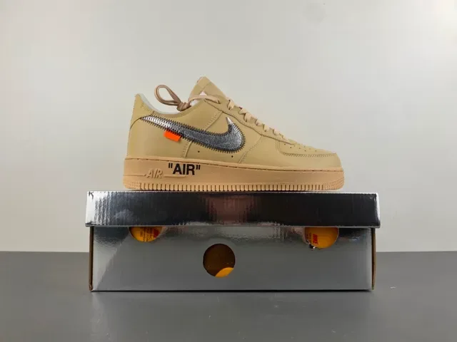 Nike x Off-White Air Force 1 Beige Metallic Silver Lifestyle Sneakers 16