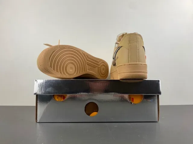Nike x Off-White Air Force 1 Beige Metallic Silver Lifestyle Sneakers 17