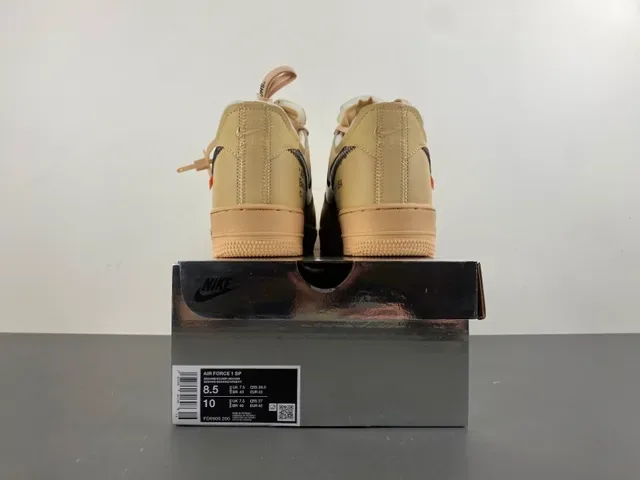 Nike x Off-White Air Force 1 Beige Metallic Silver Lifestyle Sneakers 18