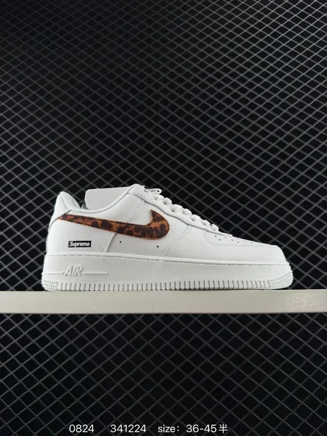 Nike x Supreme Air Force 1 White Brown Leopard Print Lifestyle Sneakers 5