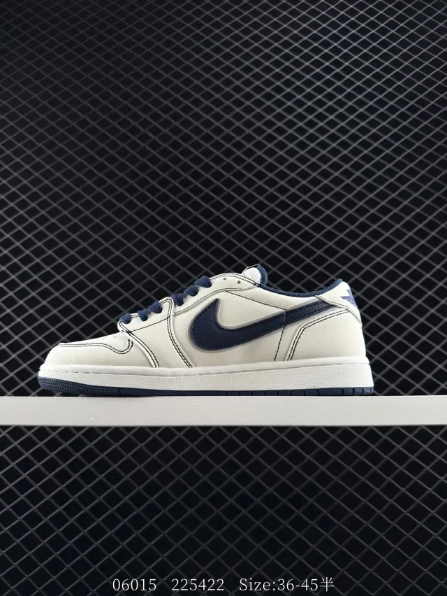Nike x Supreme Air Jordan 1 Low Off-White Navy Lifestyle Sneakers 5
