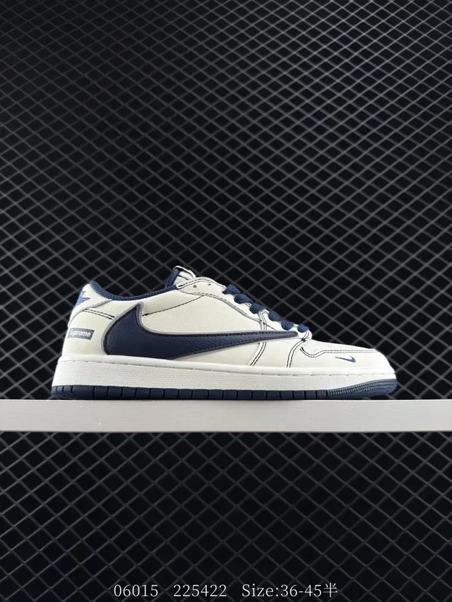 Nike x Supreme Air Jordan 1 Low Off-White Navy Lifestyle Sneakers 6
