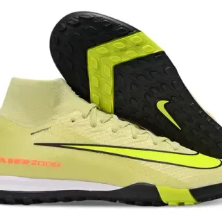 نایک أصفر أخضر Flyknit Upper High-Cut Collar Turf أحذية كرة القدم