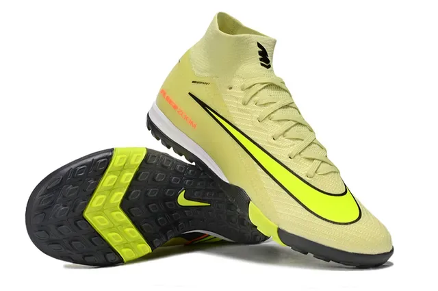 نایک أصفر أخضر Flyknit Upper High-Cut Collar Turf أحذية كرة القدم 2