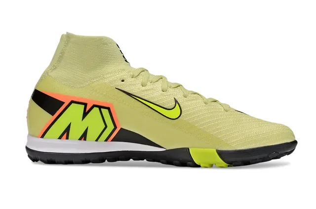 نایک أصفر أخضر Flyknit Upper High-Cut Collar Turf أحذية كرة القدم 5