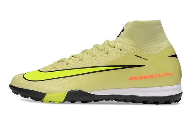 نایک أصفر أخضر Flyknit Upper High-Cut Collar Turf أحذية كرة القدم 6
