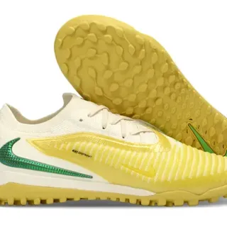Nike Amarillo y Verde Gripknit Upper Ribbed Midfoot Cage Turf Zapatillas de fútbol