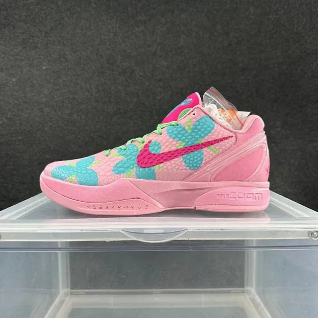 Nike Zoom Kobe IV Pink Multicolor Floral-Print Upper Textured Synthetic Overlay Basketball Shoes 1