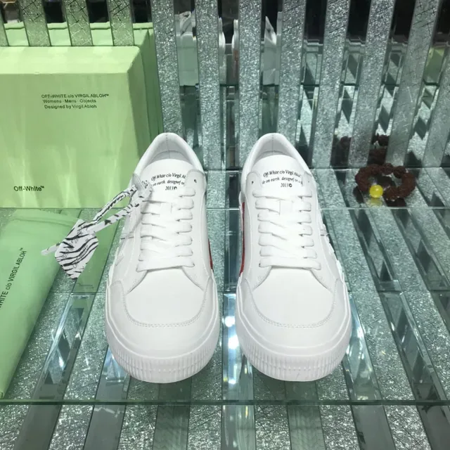 Off-White Arrow Low Top Branco Vermelho Estilo de Vida Industrial Tênis 4