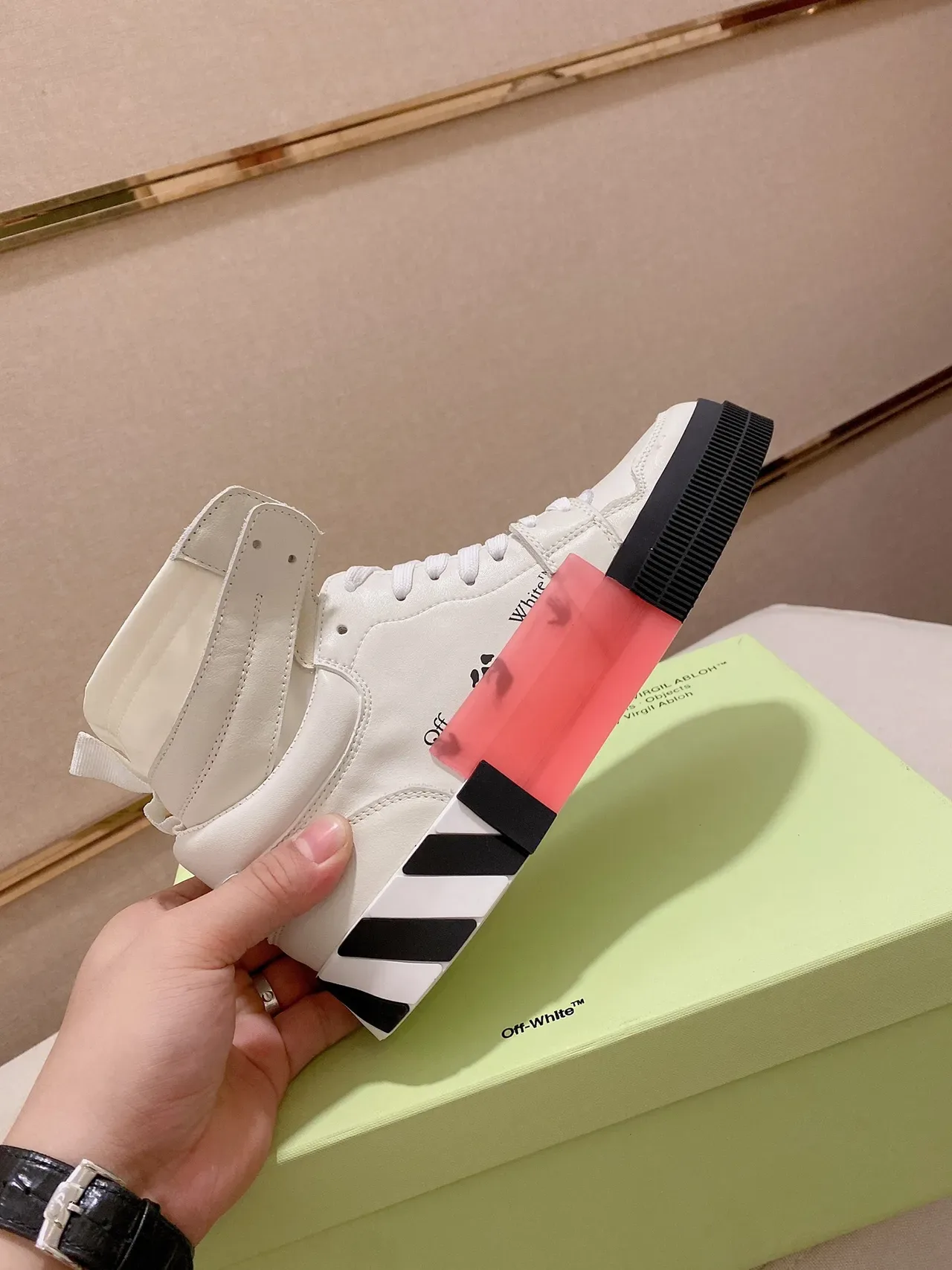 Off-White Industrial Tênis Alta Branco Preto Lifestyle Sneakers 3