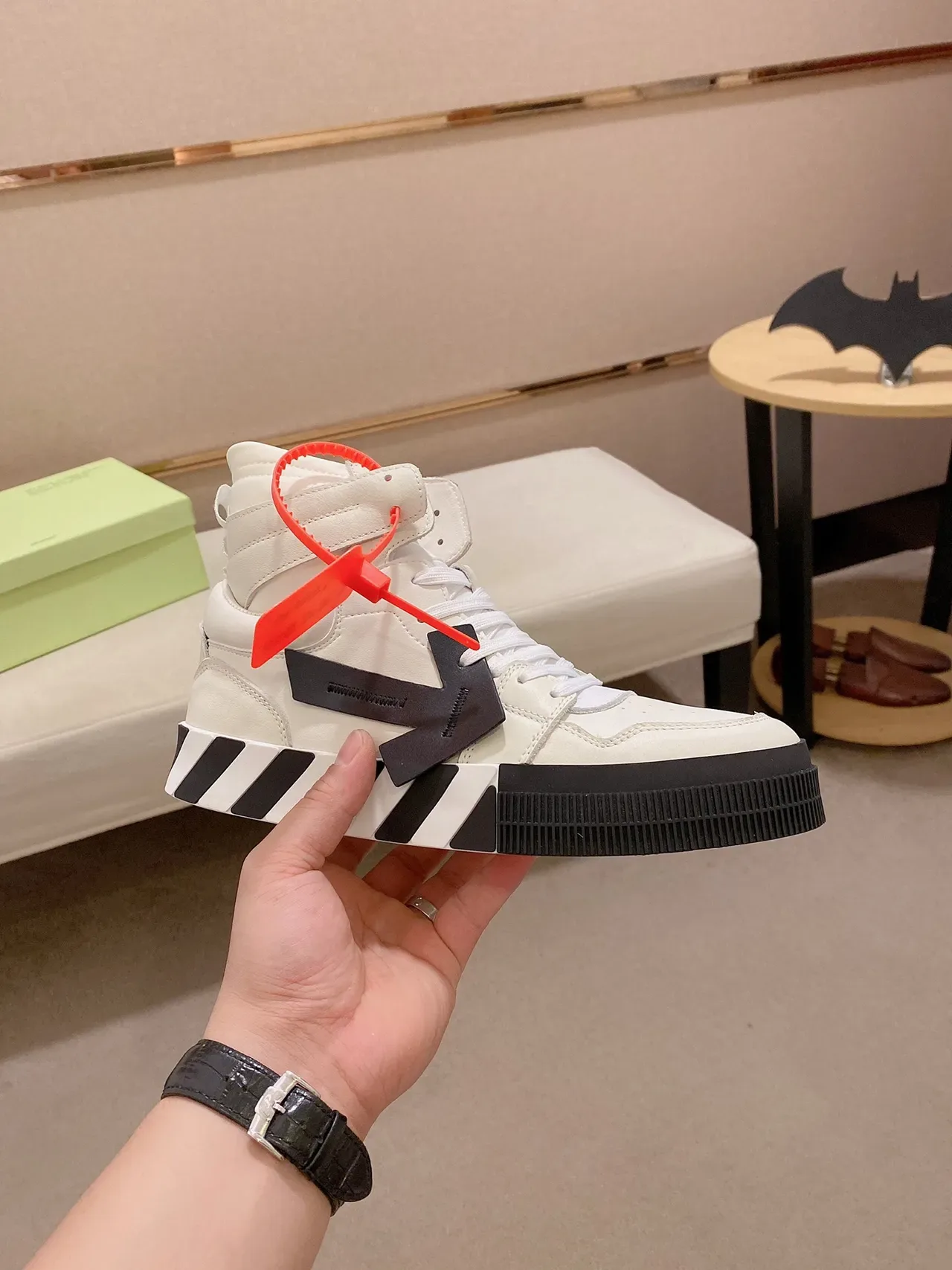 Off-White Industrial Tênis Alta Branco Preto Lifestyle Sneakers 4