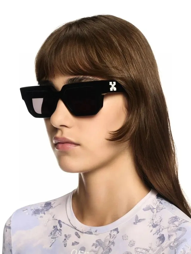 Off-White OER1146 Lunettes de soleil géométriques rectangulaires avec découpes sur le pont 3